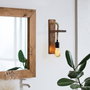 Opviq Aplique de pared de pino macizo color nogal